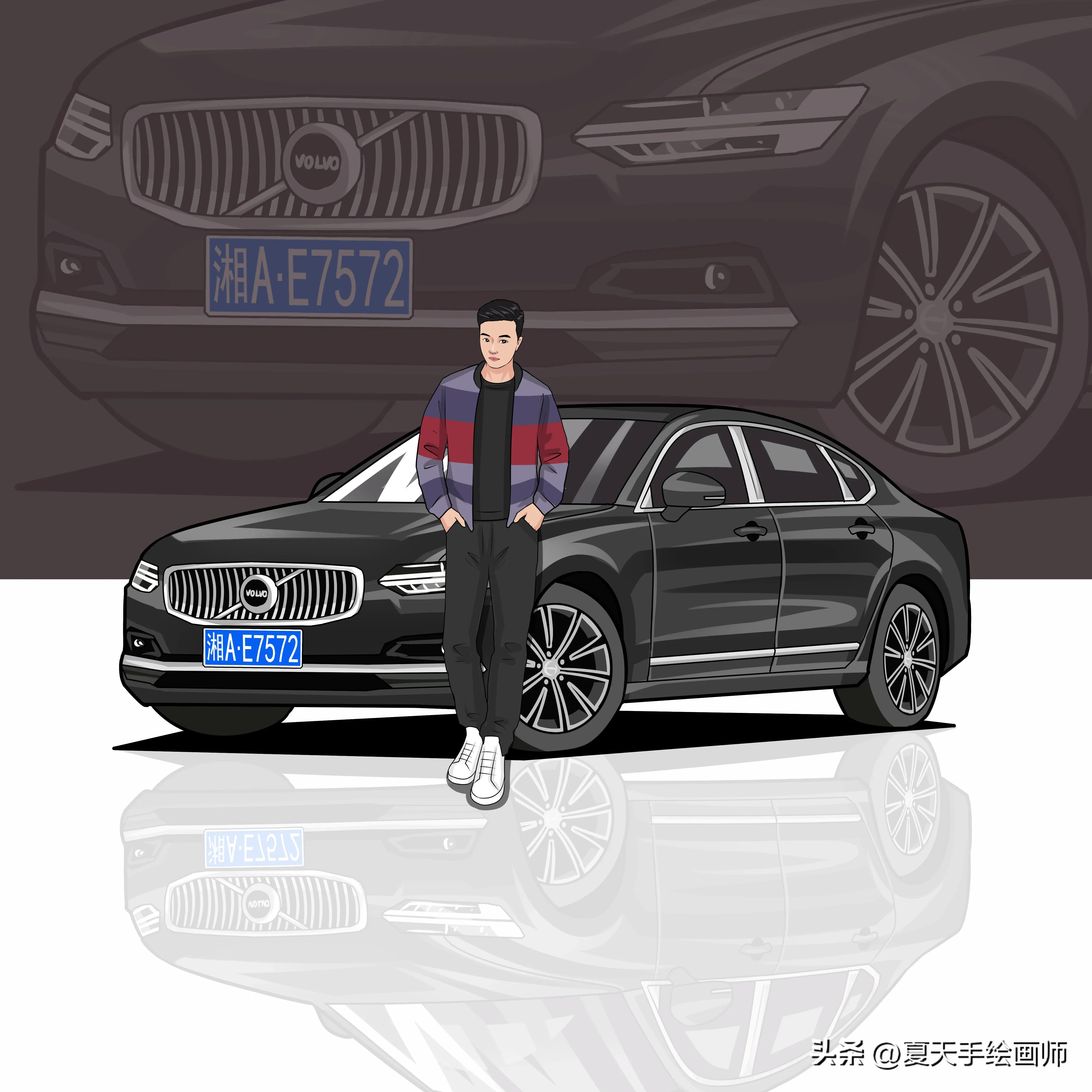 手绘动漫汽车头像,汽车头像手绘