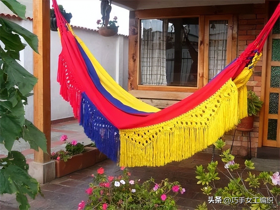 别再只会钩床罩，钩一张这样的吊床简直好用到你不信