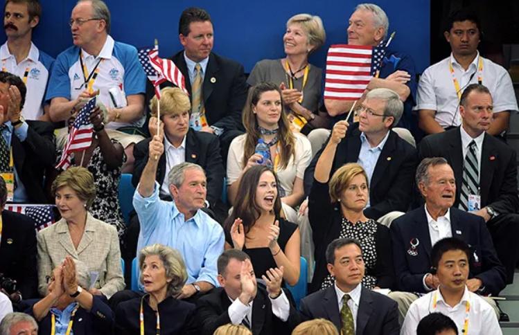 2008年北京奥运会普京和小布什,小布什出席2008奥运会开幕式
