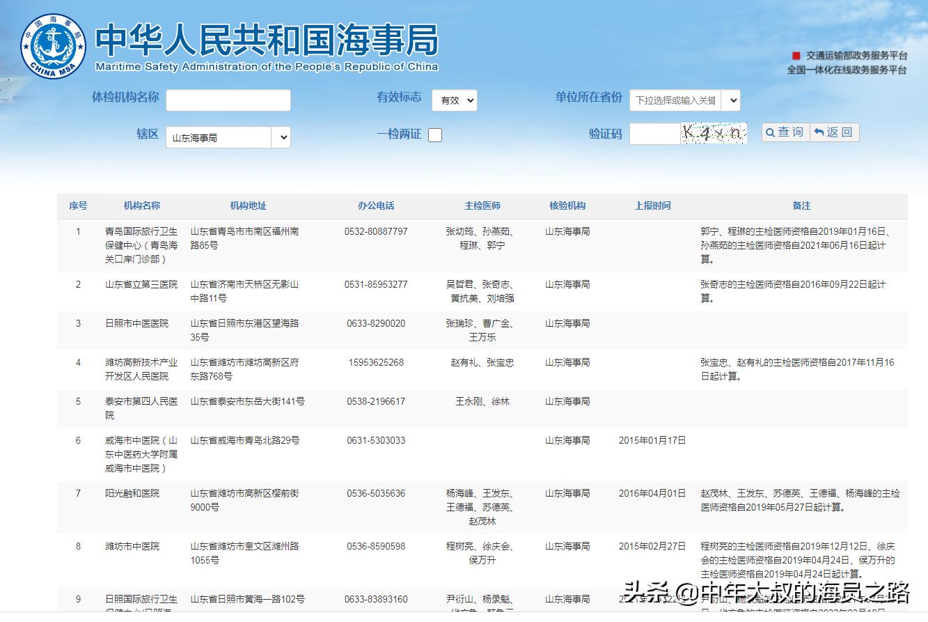海员健康证体检项目表样本,海员健康证体检流程
