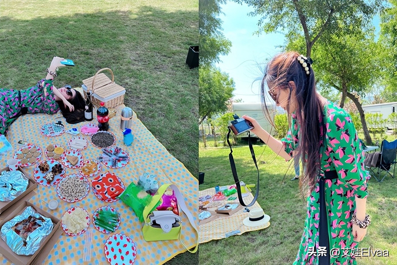 秋冬南方野餐彻底放弃羽绒服，穿连衣裙马丁靴，做草坪上最靓的妞