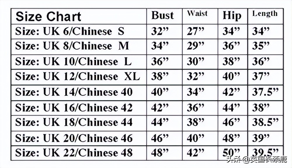 英国尺码表和美码一样吗,英国衣服尺码18与国内对照表