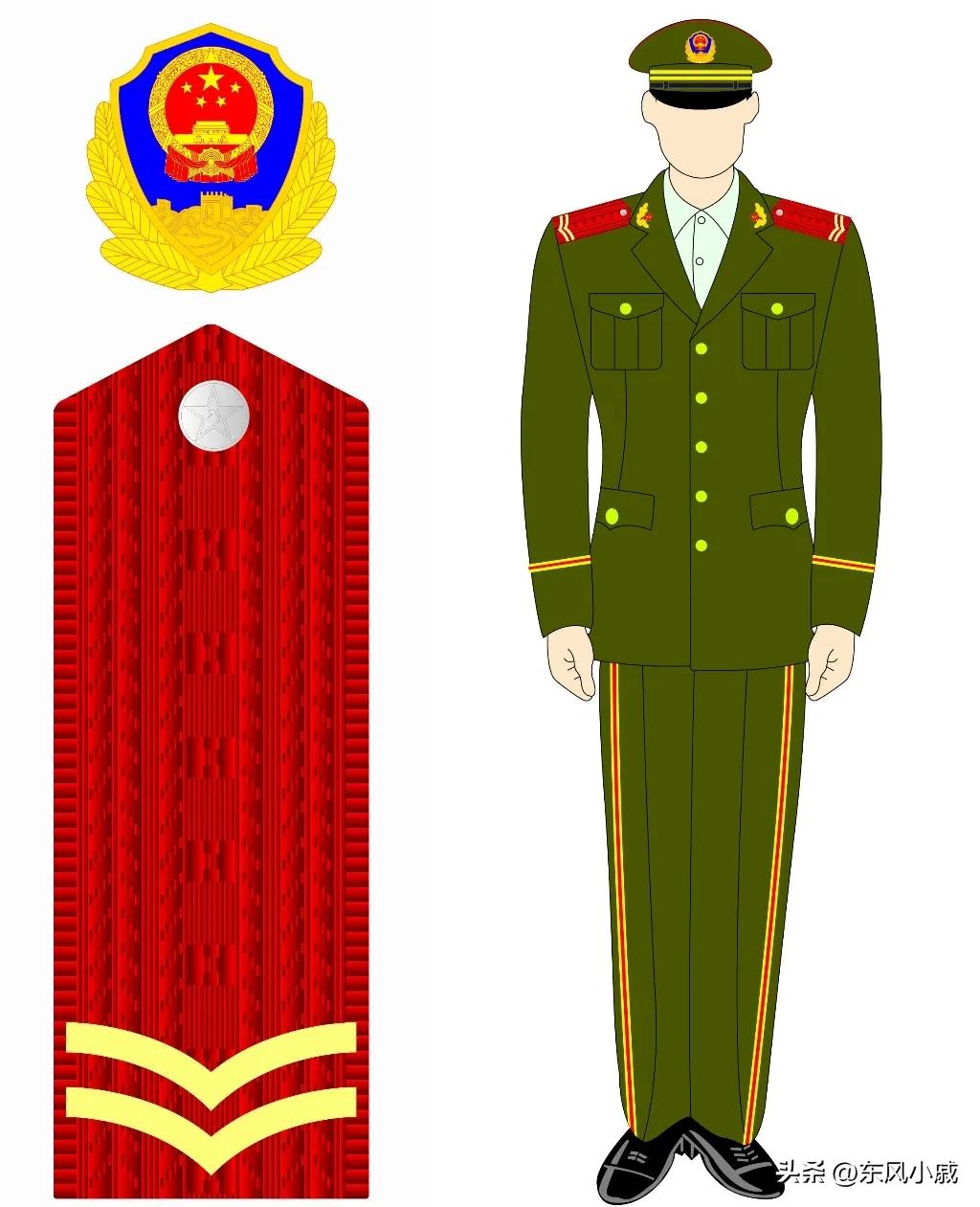 99式*警武**部队警衔，颜值最在线的一套军衔和军服