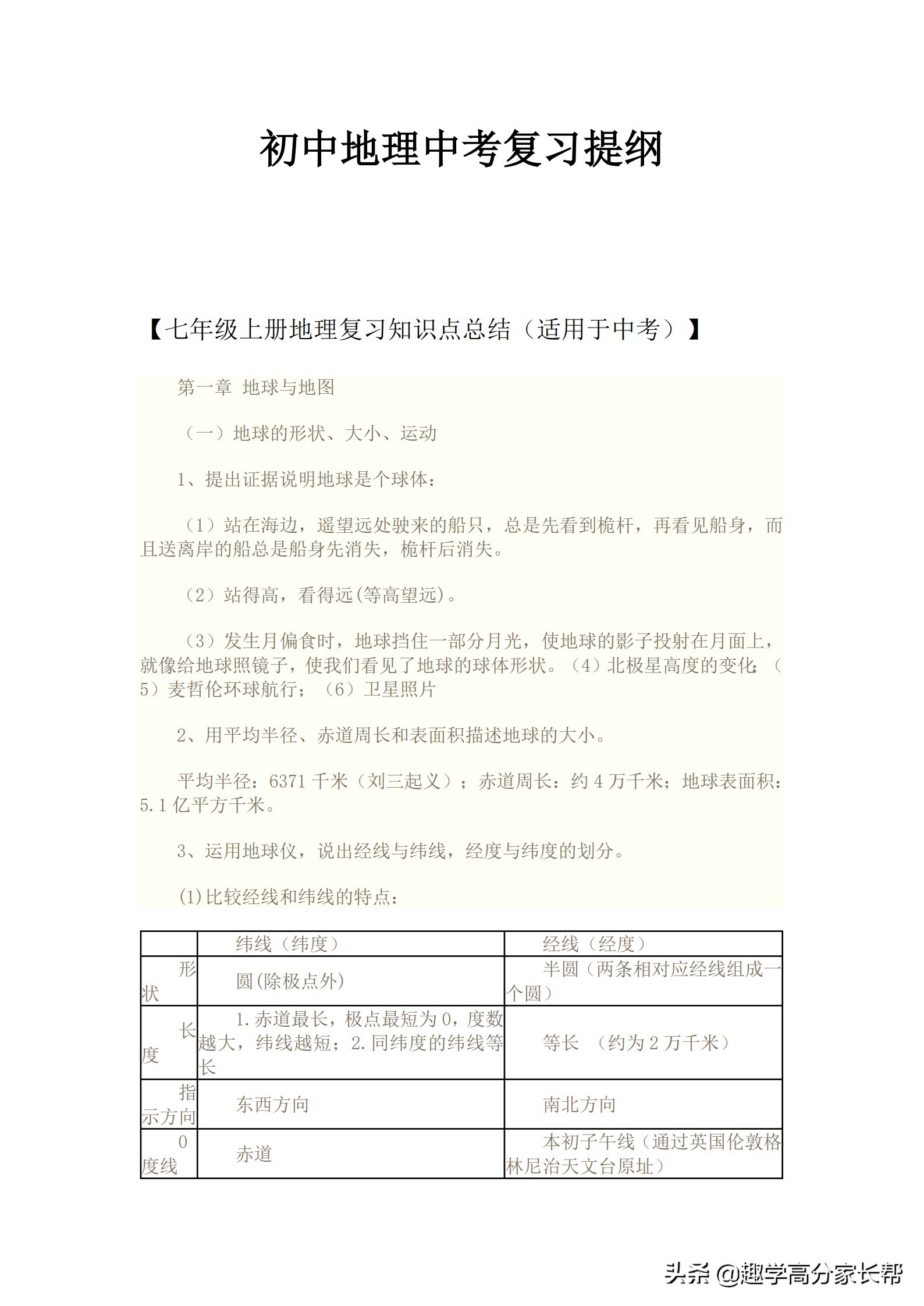 初中地理中考知识点全归纳,初中地理中考复习人教版