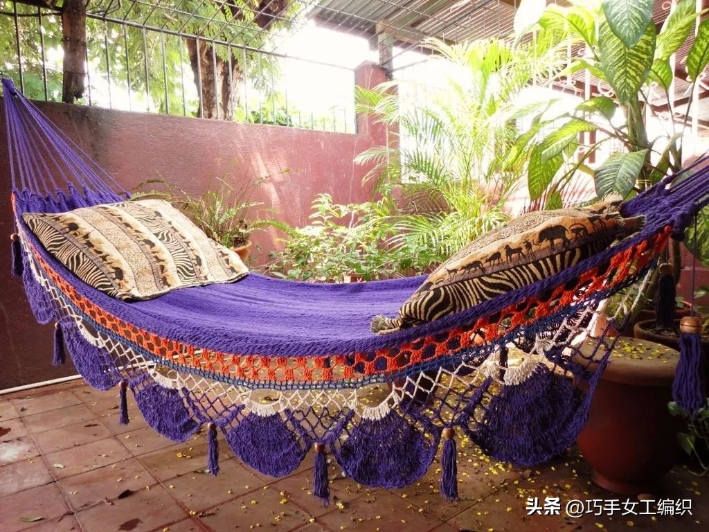 别再只会钩床罩，钩一张这样的吊床简直好用到你不信