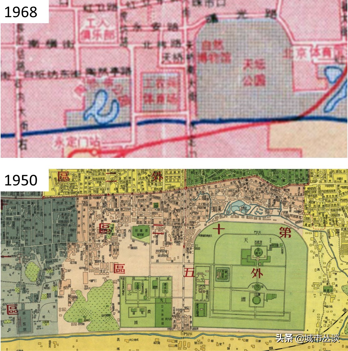 北京城俯瞰图的历史变化,看北京城全景的位置