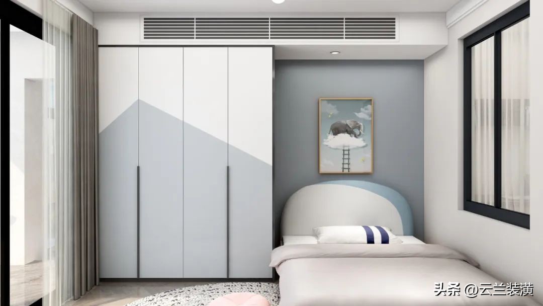 极简白色衣柜装修效果图最流行款,深布纹配白色柜门衣柜装修效果图