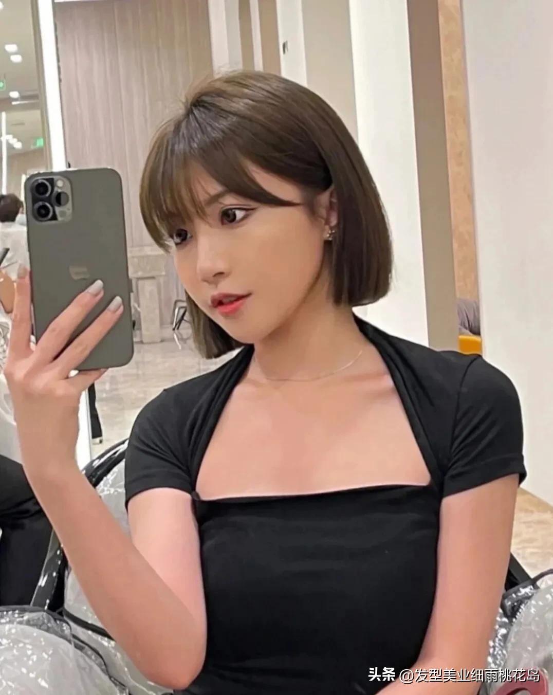 女生一刀切短发怎么吹,高级层次感短发