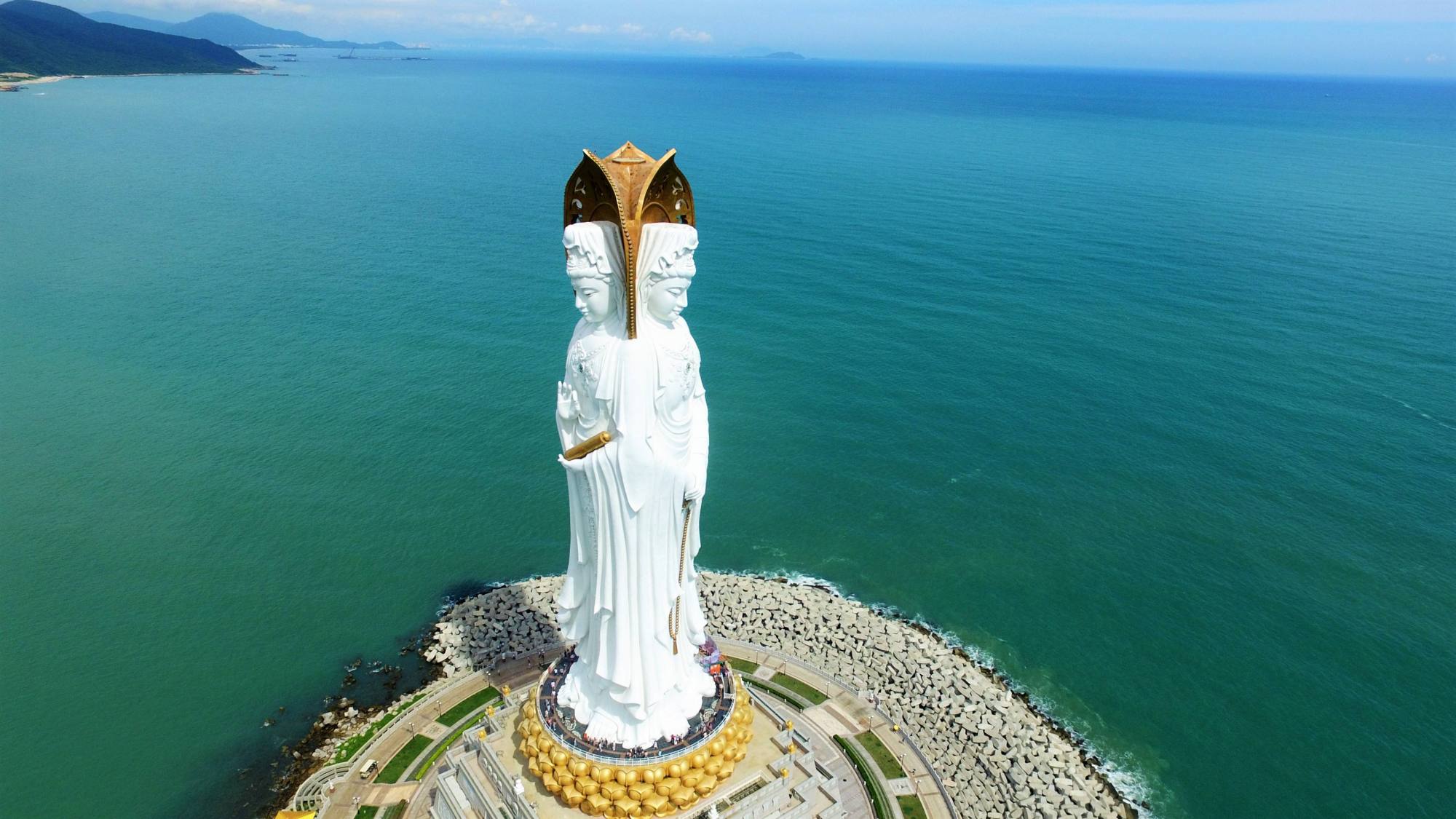 三亚108米海上观音是石像吗,三亚三面观音哪三面都代表什么