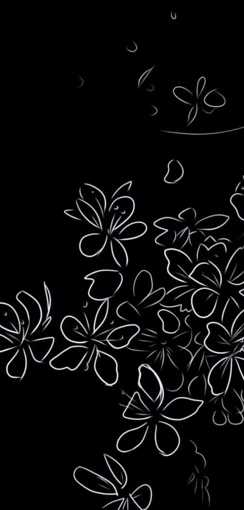 黑白花朵壁纸超清,全屏花朵壁纸无水印黑白
