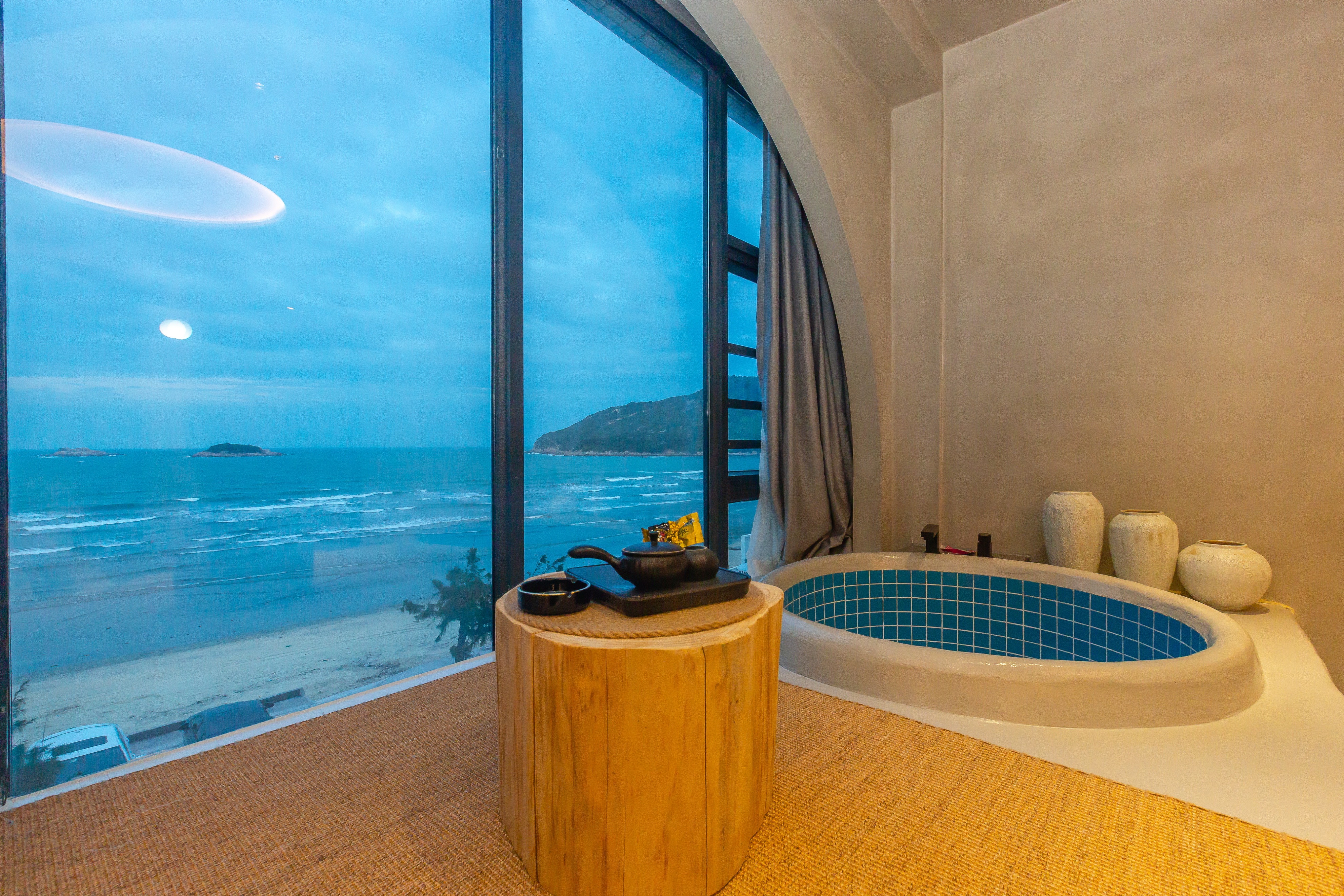 双月湾带私家泡池的温泉酒店,双月湾海景带泡池客栈推荐