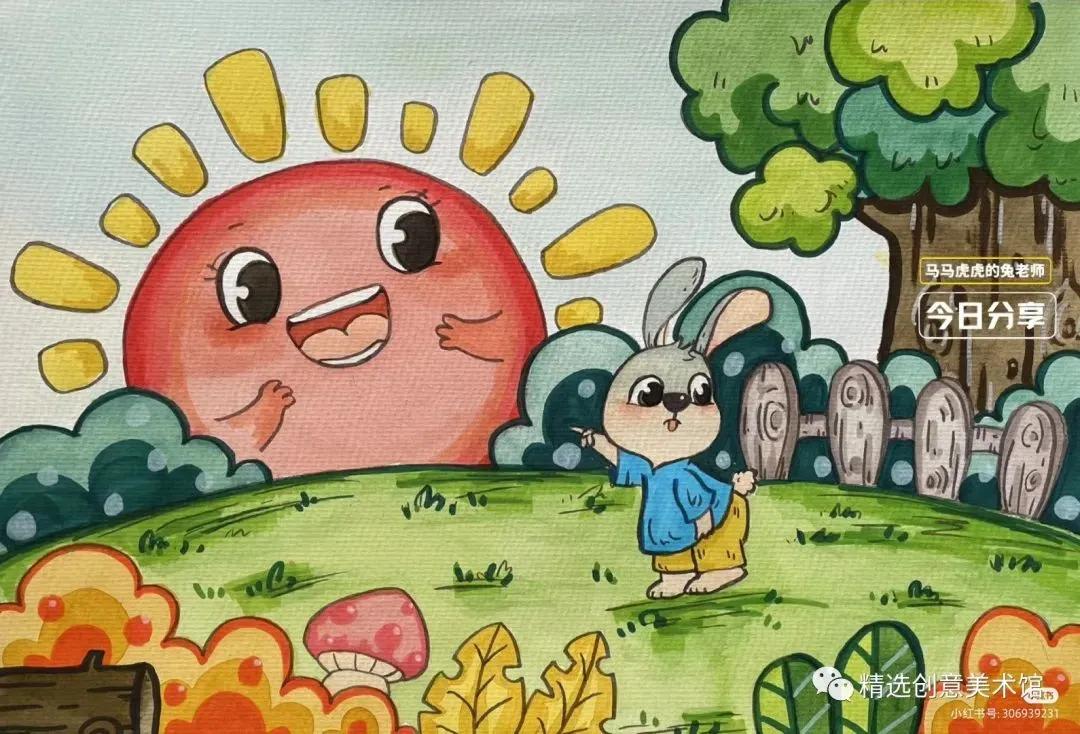 马克笔画儿童故事插画图,儿童简单马克笔绘画创意3-6岁