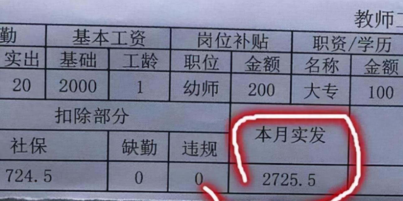 多名教师晒教师工资单,教师工资表火了