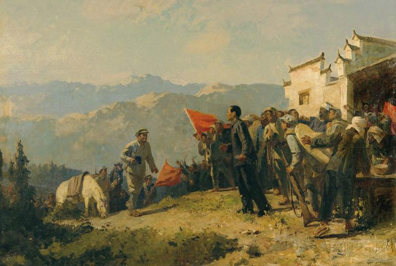 我国现代画家王式廓的油画素描稿,王式廓井冈山会师油画创作背景