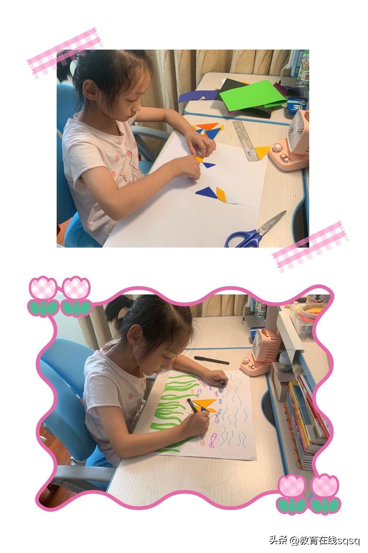 七巧板拼贴画手工小学,小学拼贴画