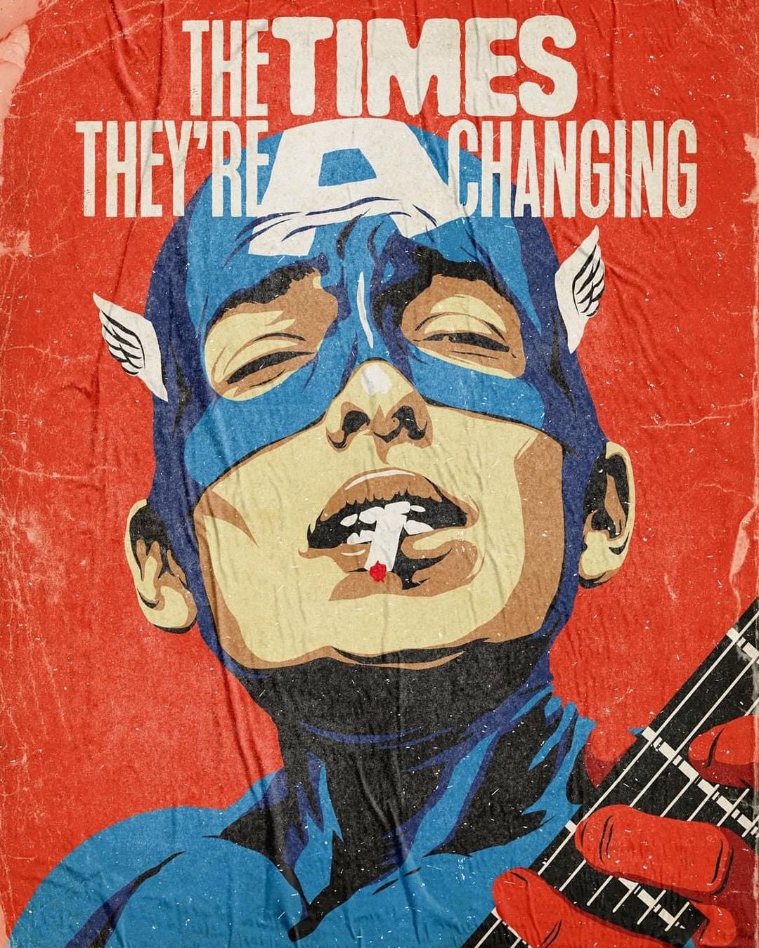 插画氛围感人物构图,复古美式波普插画