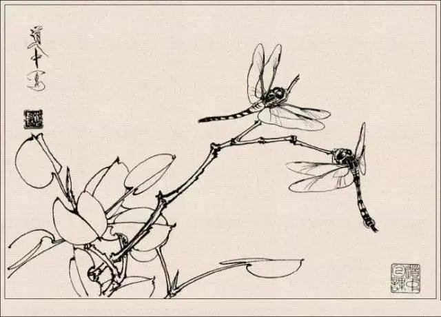 工笔草虫白描王道中,写意花鸟画草虫绘画过程分享