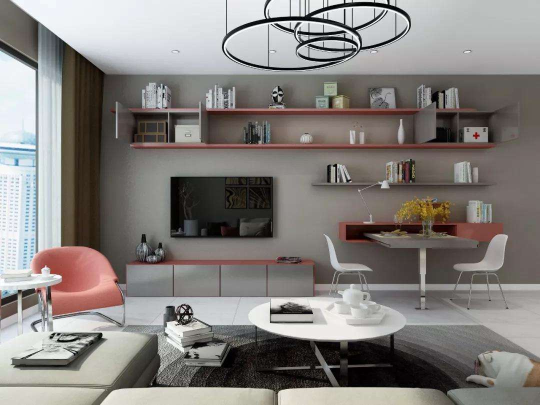 现在装电视柜的效果图,一整面墙电视柜效果图