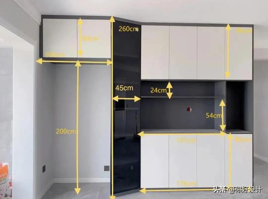 冰箱柜与酒柜一体的斜体柜尺寸,冰箱柜深度尺寸一般是多少
