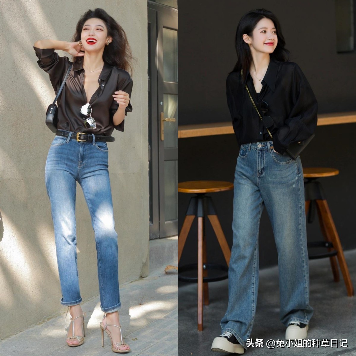 牛仔裤t恤衫时髦穿搭,白t恤与牛仔裤夏天最时髦组合