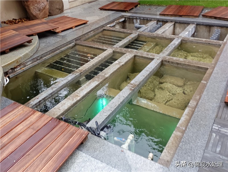 锦鲤鱼池过滤材料摆放顺序,溧阳大型锦鲤鱼池过滤系统