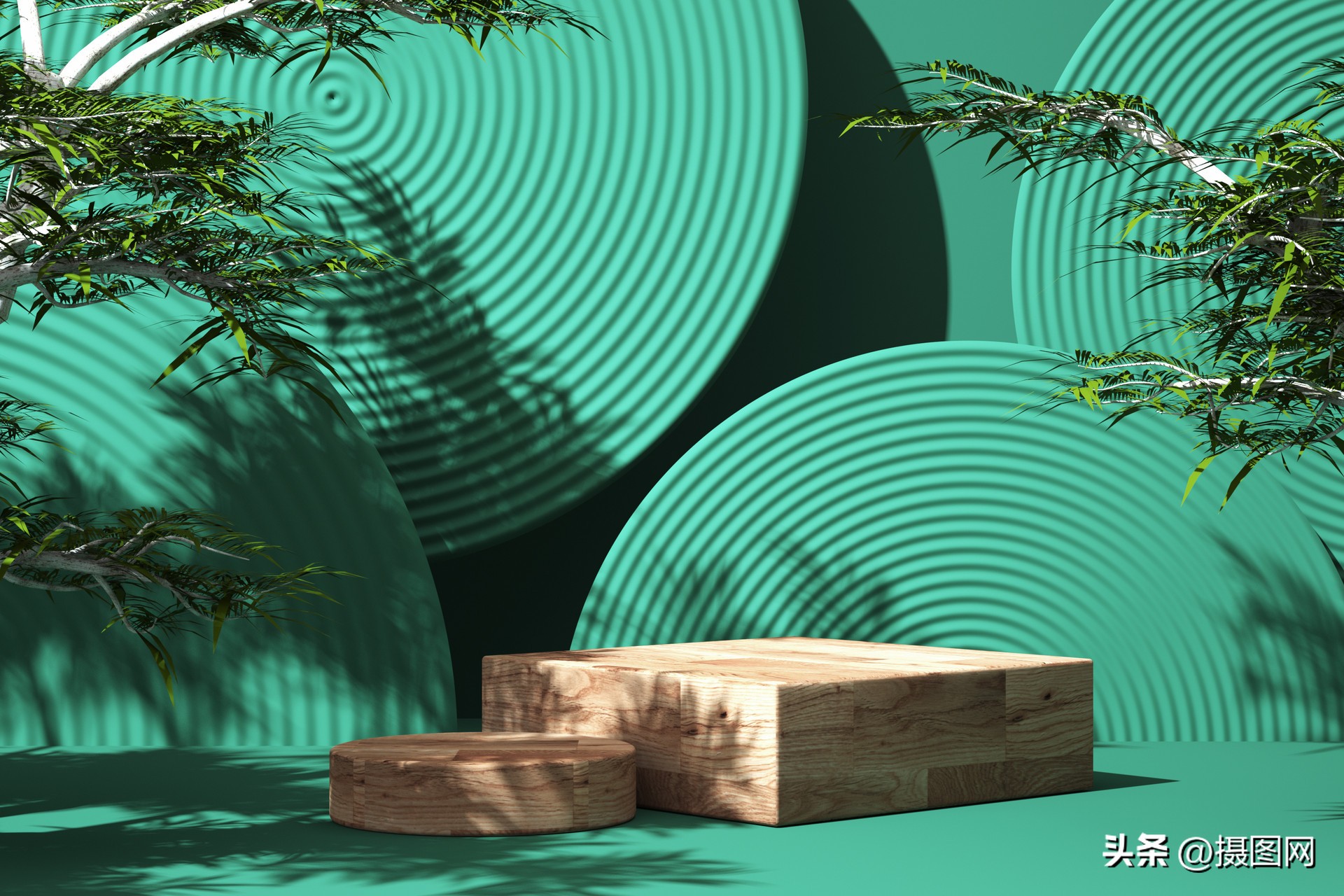 国潮背景图｜c4d中国风电商展台素材图