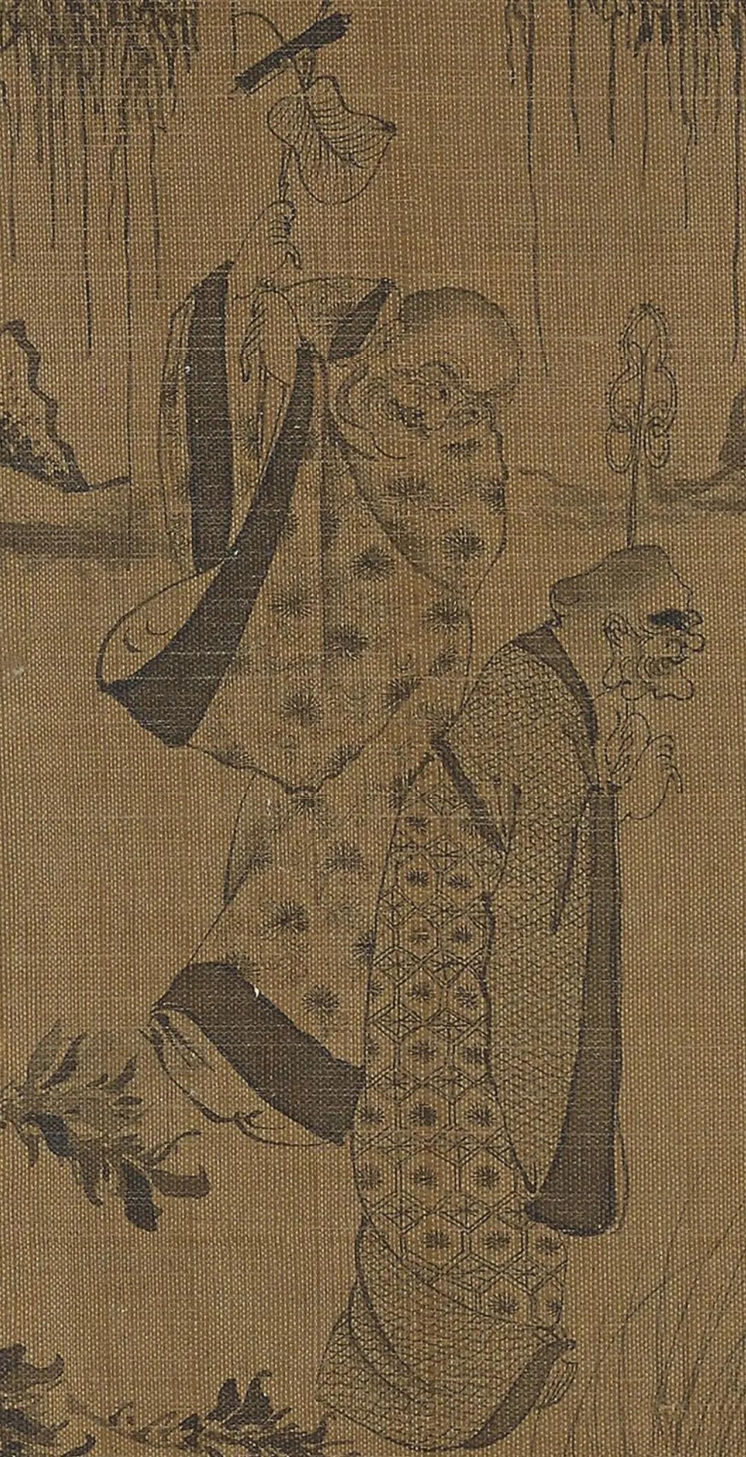 白描十八罗汉图片高清大图,清李公麟白描十八罗汉图