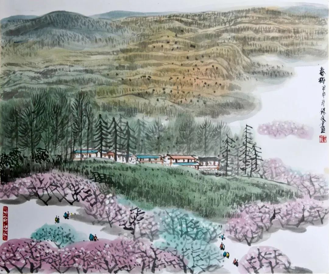 他笔下的江南山水灵秀葱郁，不失辽阔意远