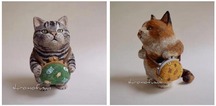 日本艺术家木雕猫,日本木雕猫