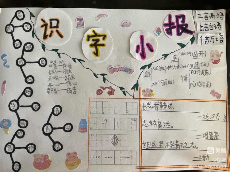 在生活中识字的识字小报,3d立体识字小报制作