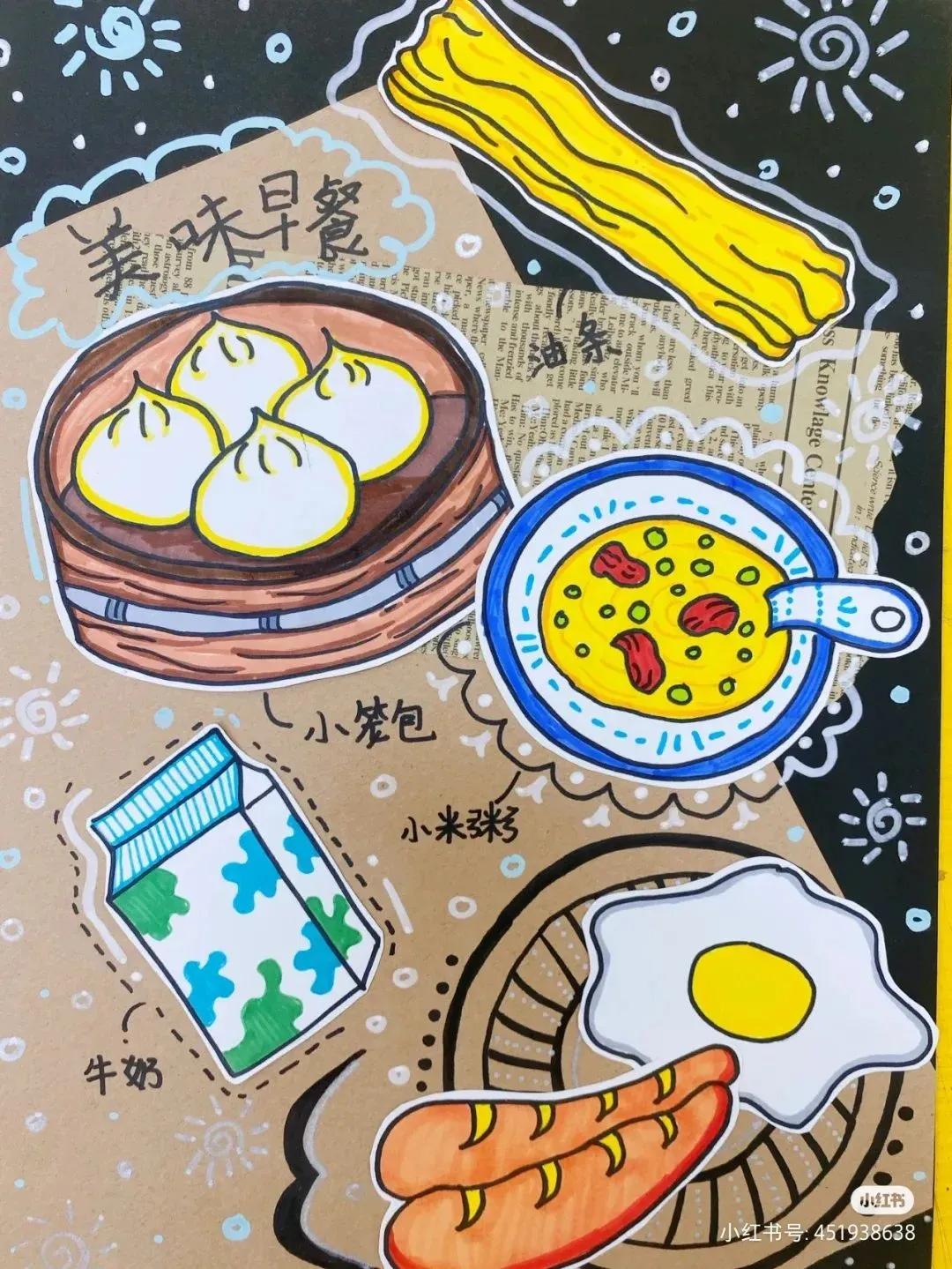 冬天吃的10种美食绘画,餐饮海报创意儿童绘画启蒙