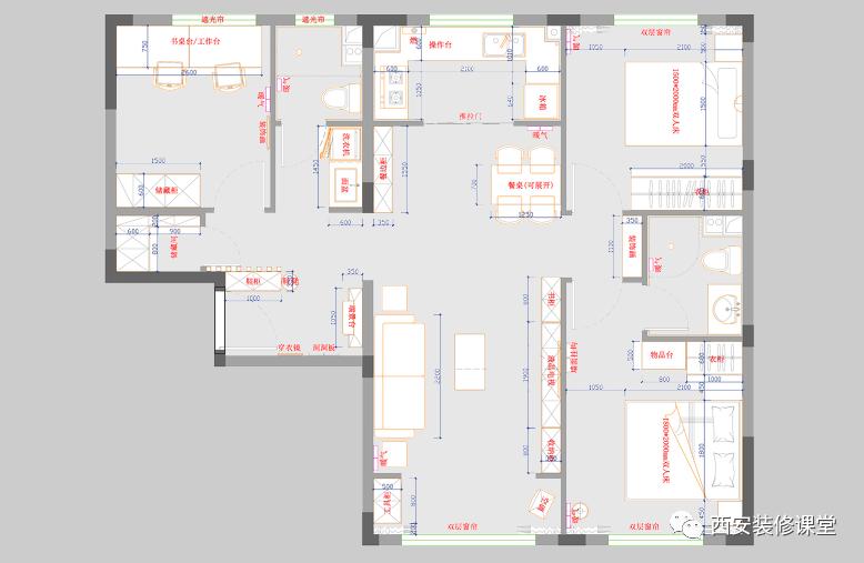 三室二厅简约大白墙原木,135平米大白墙原木风