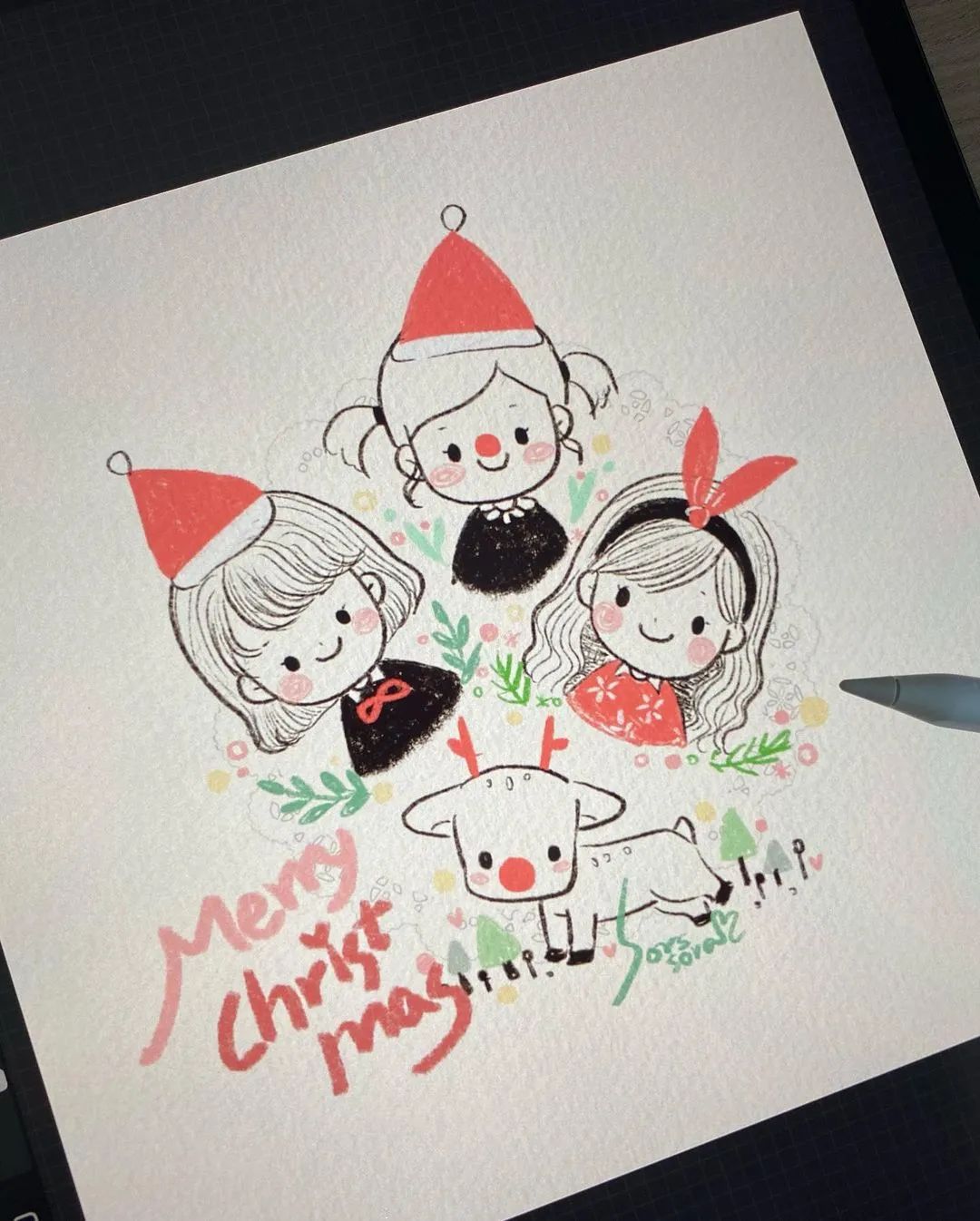 彩铅绘画7-15岁简笔画可爱又简单,可爱彩铅简笔画简单的少女