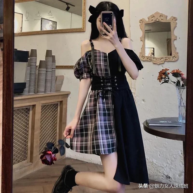 矮个子微胖连衣裙遮肚带口袋,微胖妹妹连衣裙显瘦遮肚子中长款