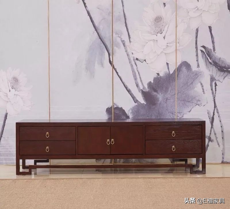 新中式电视柜垫,新中式电视柜一体背景墙