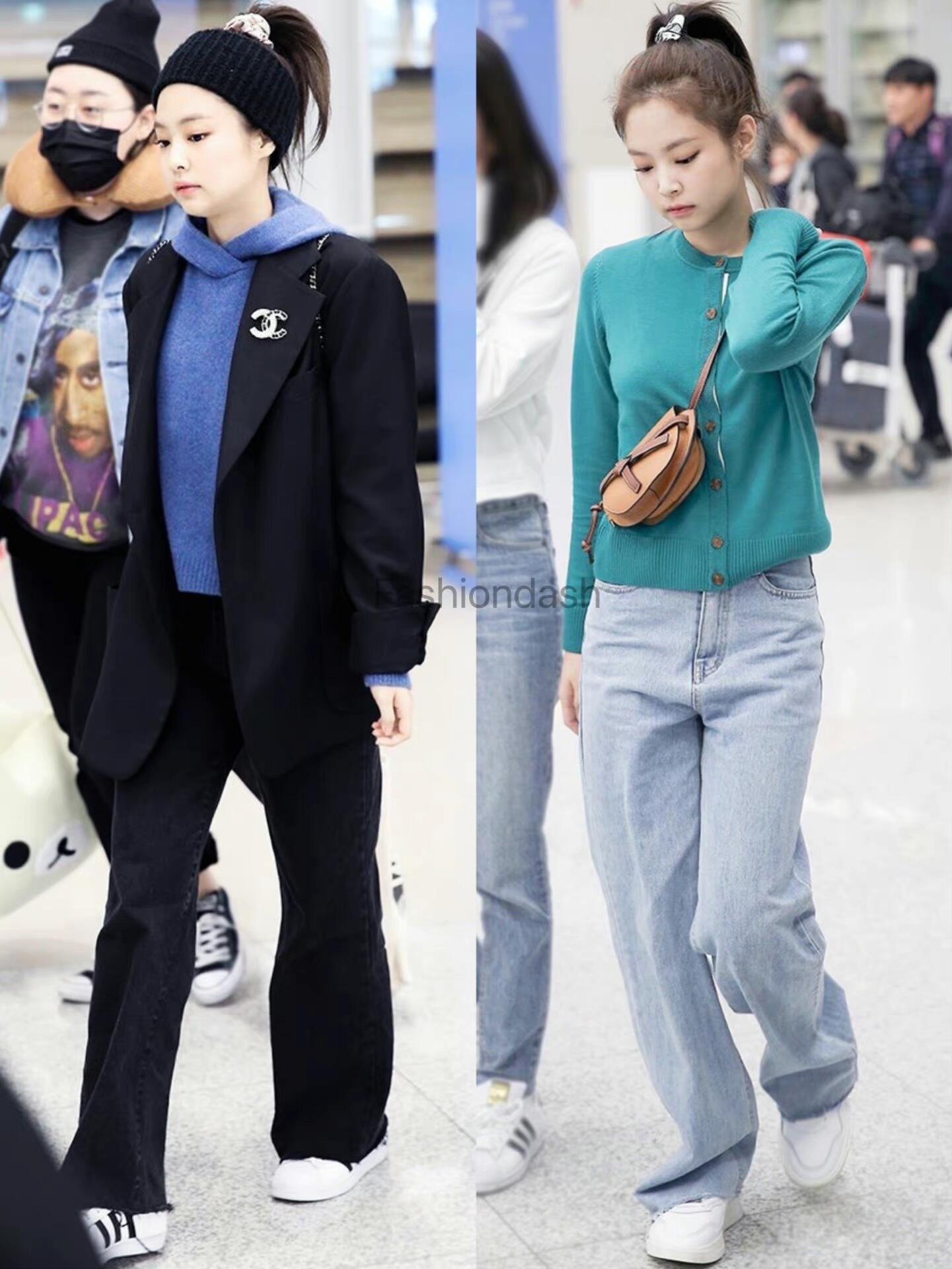 jennie最喜欢的服饰,jennie机场格子上衣