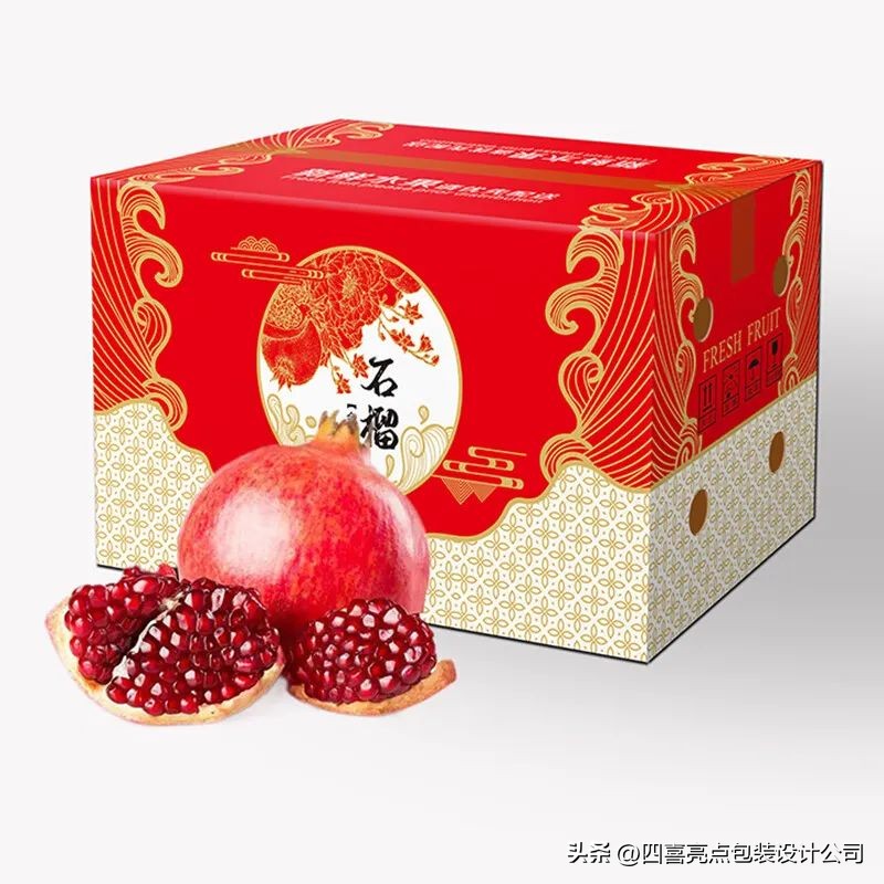 四喜：石榴礼盒包装设计，为什么看着像“三无”产品？