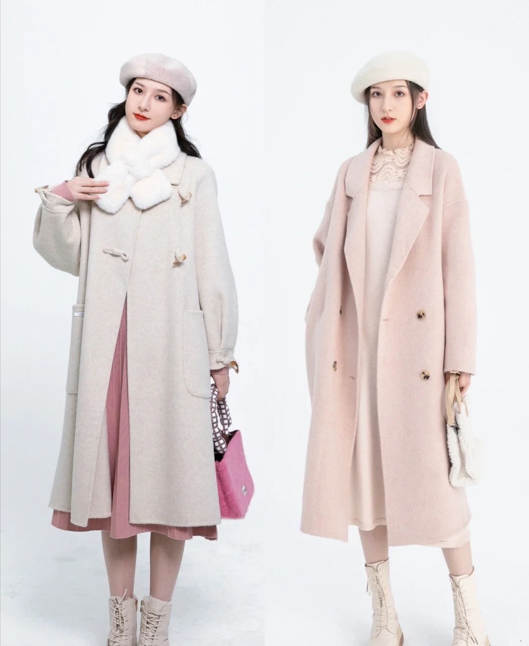 粉色系修身显瘦的穿搭女春秋,裸粉色显白又显嫩这样穿避免土气