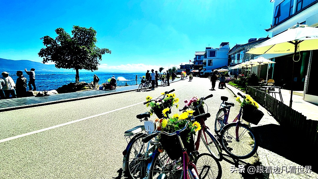 洱海风景白族民居画,云南大理洱海白族民居