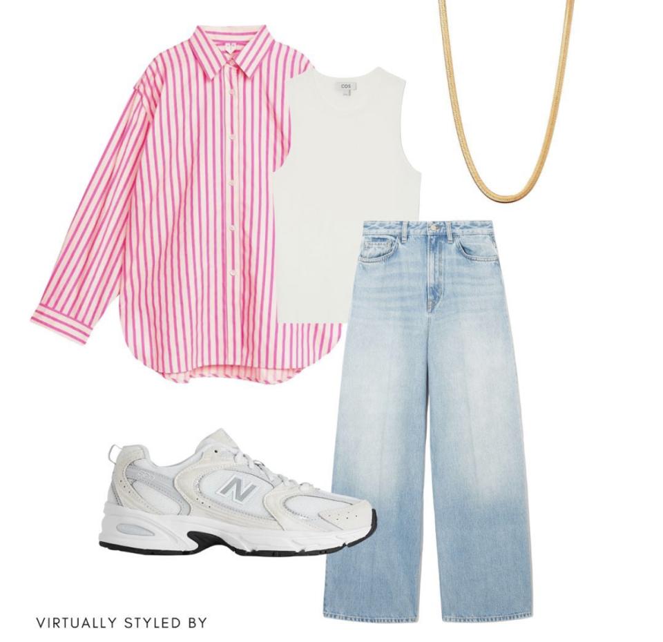 牛仔裤该如何搭配上衣和衬衫,衬衣和阔腿牛仔裤怎么搭配好看