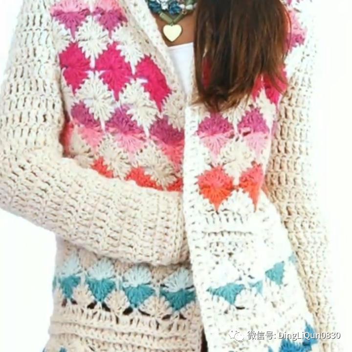 针织开衫作品,带帽针织衫开衫外套彩线