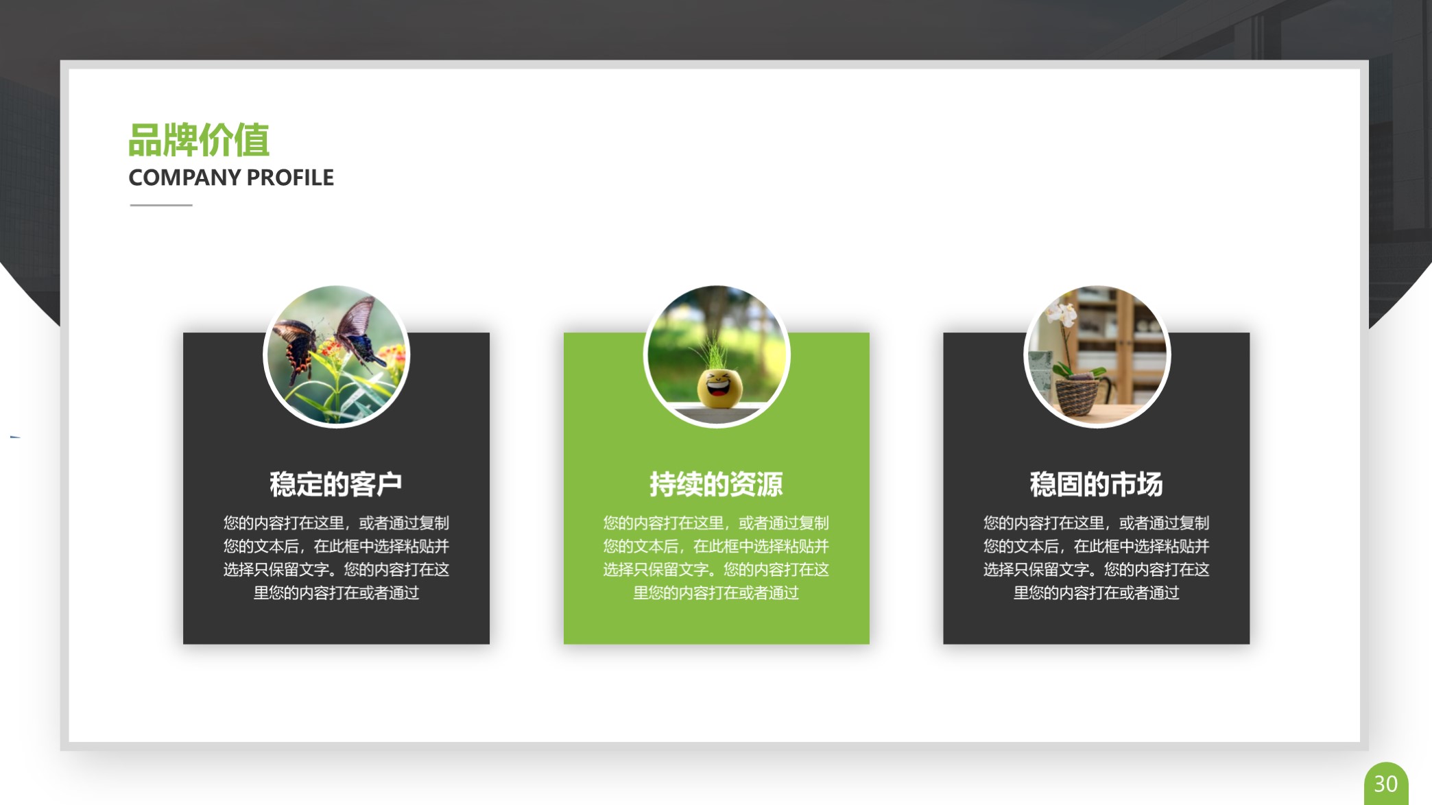 ppt公司发展历程排版模板,卡片式ppt模板