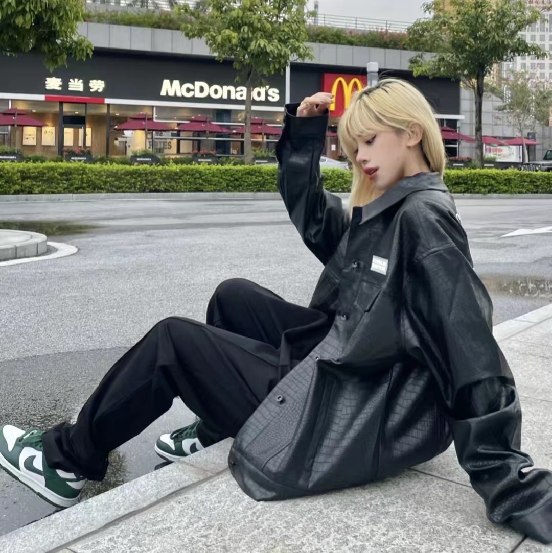 冬季黑色皮衣穿搭图片大全男,洋气黑色皮衣套装10岁