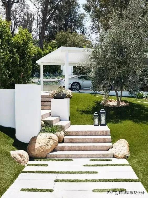 简洁清爽的现代景观别墅庭院赏析,现代简约别墅园林设计效果图