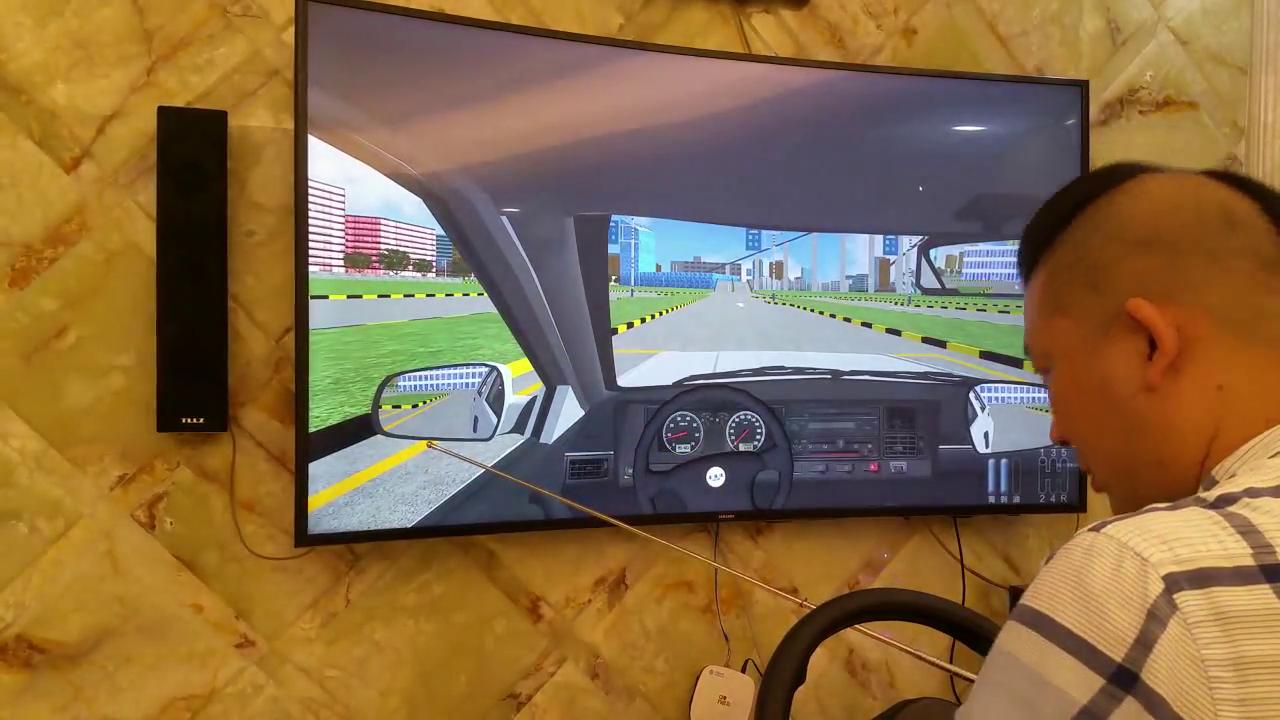 看不准后视镜下沿是否与边线对齐,后视镜与边线对齐车内视角