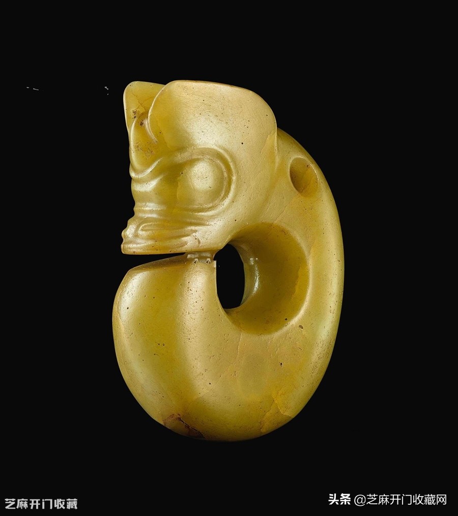 馆藏红山文化黄玉c型龙图片,红山玉器真品玉猪龙