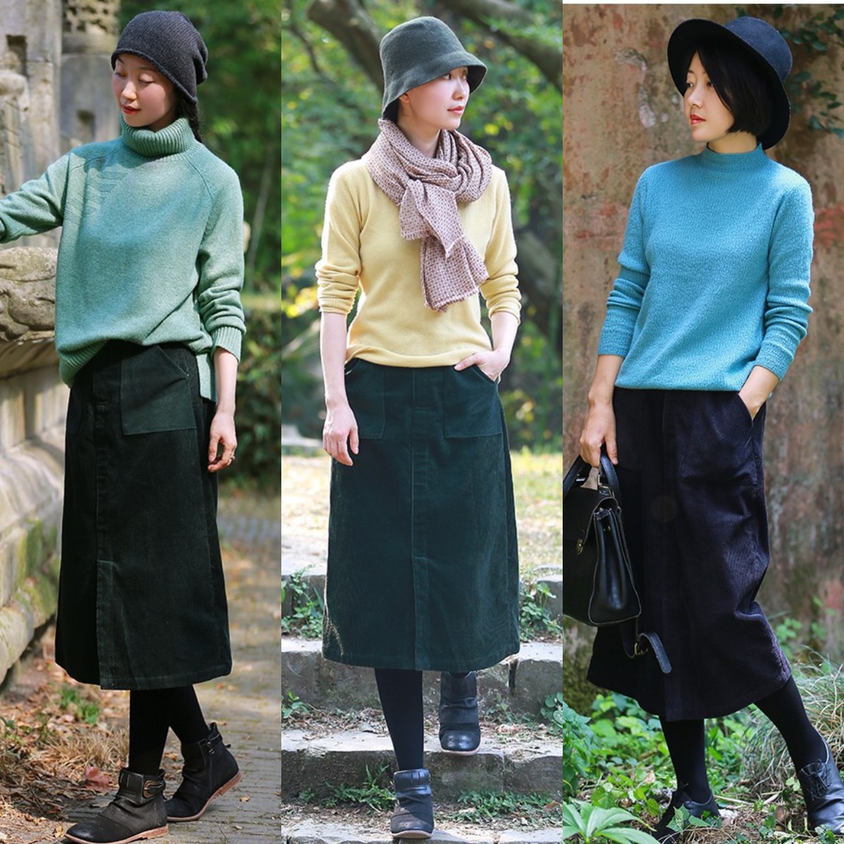 微胖半身裙春秋季显瘦穿搭,直筒半身裙穿搭微胖