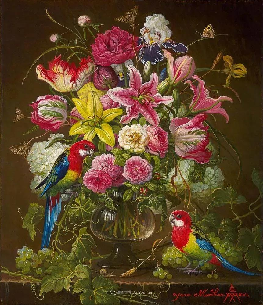 有关爱情的花鸟油画作品,北欧轻奢风格油画作品