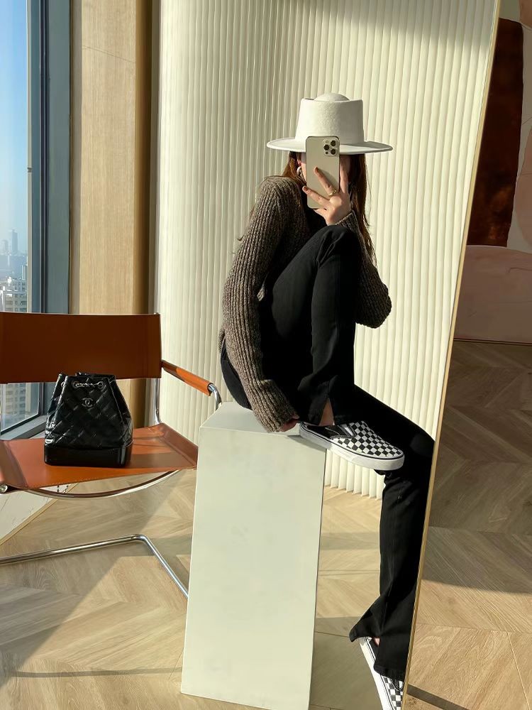 收腿小脚裤,开叉小脚裤