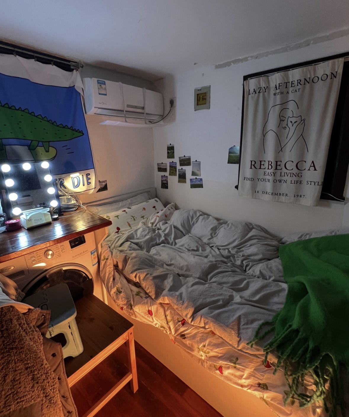 上海独居女生晒真实生活：总共8㎡，洗衣机当桌子，网友：窒息